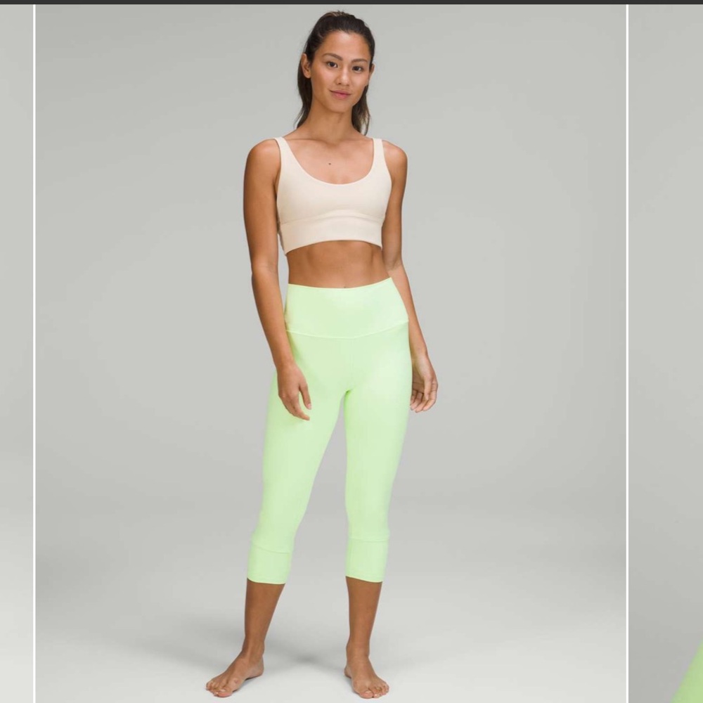 Lululemon Cotton Blend Leggings ~18” inseam size 6 light neon green yellow